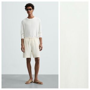 NWOT. Zara Man Oyster-White Viscose Blend Basic Loose-Fitting Sweater. Size L.